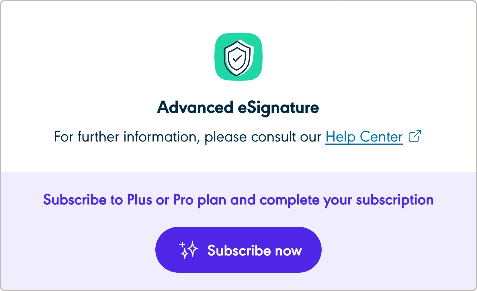 Advanced eSignature upsell card